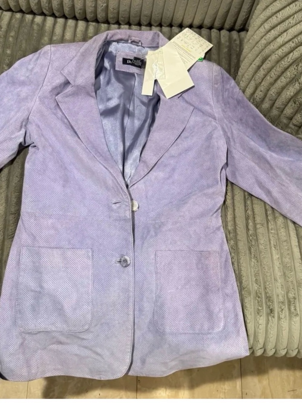 Deadstock Denim&Co Lilac Suede Single-Breasted Blazer